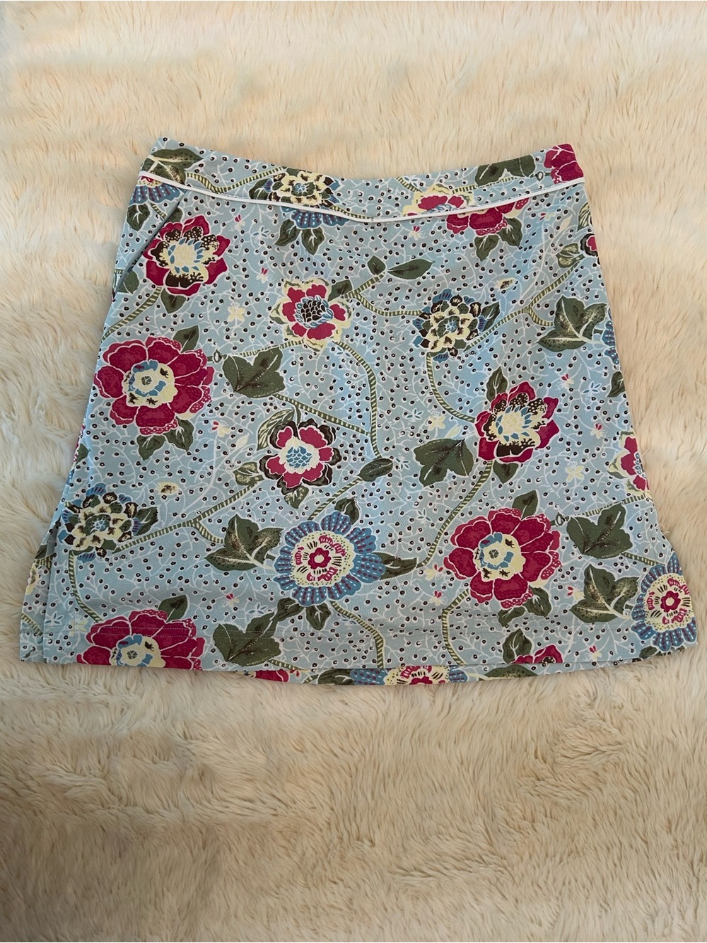 TEHAMA Floral Eyelet Skort in Light Blue and Pink